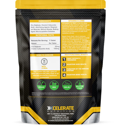 XCelerate Nutrition VITAMIN C & ZINC Vegan Tablets